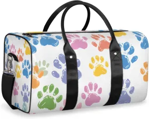 Cute Dog Paw Travel Duffle Bag for Women Men Gym Duffel Foldable Bag Waterproof Weekender Cat Paws Duffle Tote