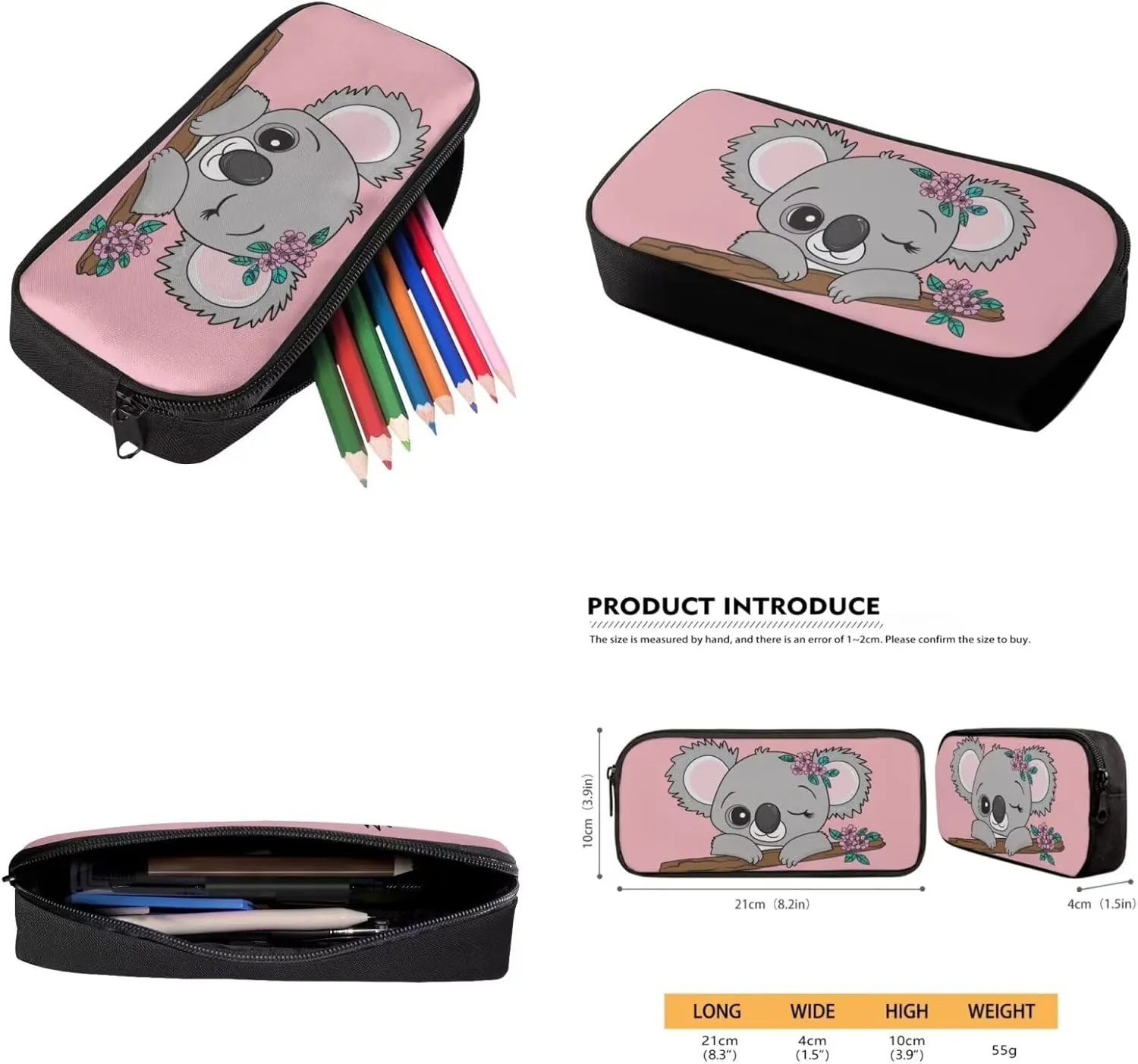 Cute Koala Girls Backpack With Lunch Box Preschool Elementary School Bag Kids Bookbags for 3nd 4th 5th 6th Grade Teen Schoolbags Pencil Case Kindergarten Student Back Packs Pink