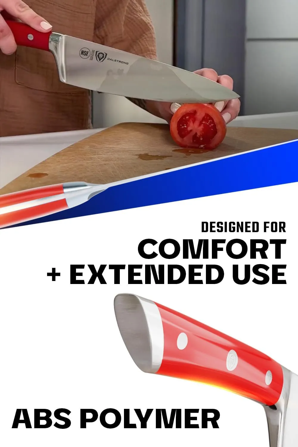 Dalstrong Chef Knife - 8 inch Blade - Gladiator Series - Forged High Carbon German Steel - Razor Sharp Kitchen Knife - Professional Full Tang Knives - Crimson Red Handle ABS - Sheath - NSF Certified