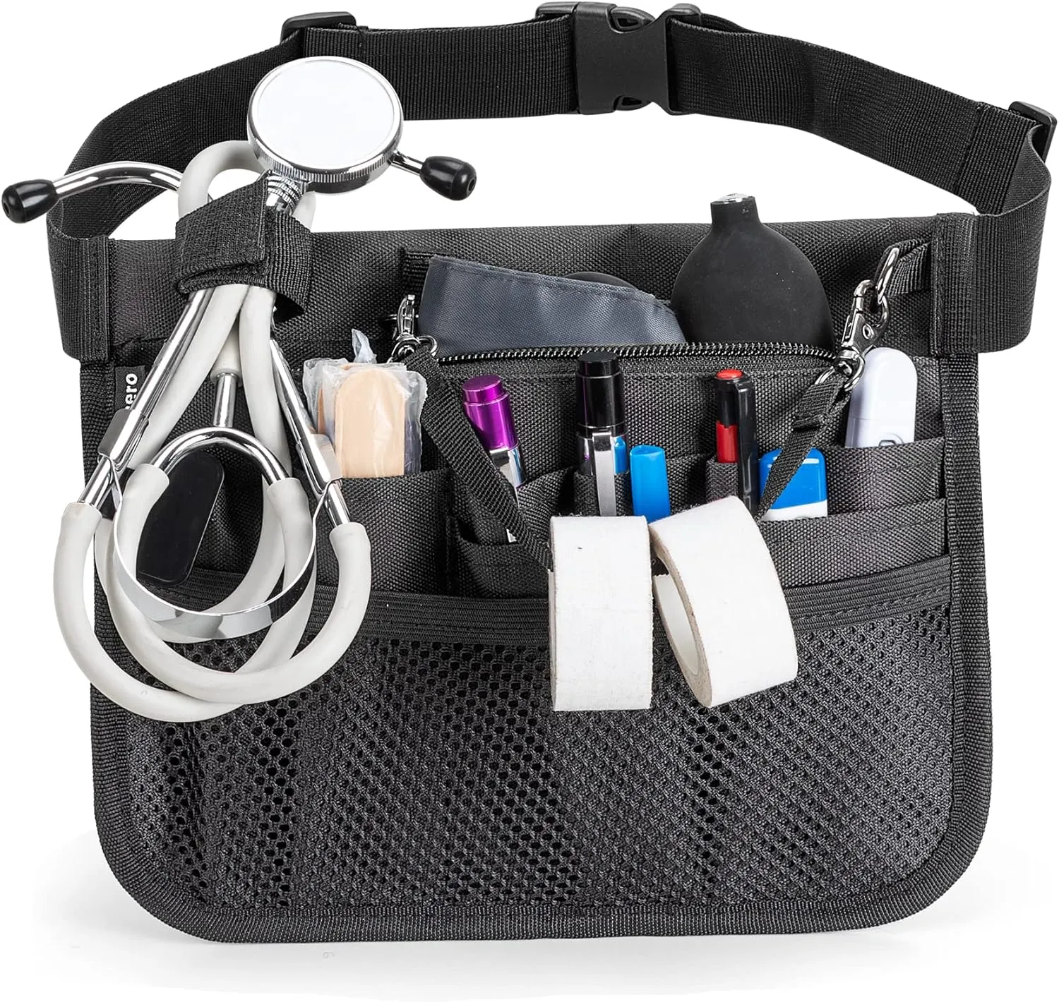 Damero Nurse Fanny Pouch, Nurse Waist Pack with Tape Holder, Nurse Waist Organizer Belt for Stethoscopes, Bandage Scissors and Other Medical Supplies, Black