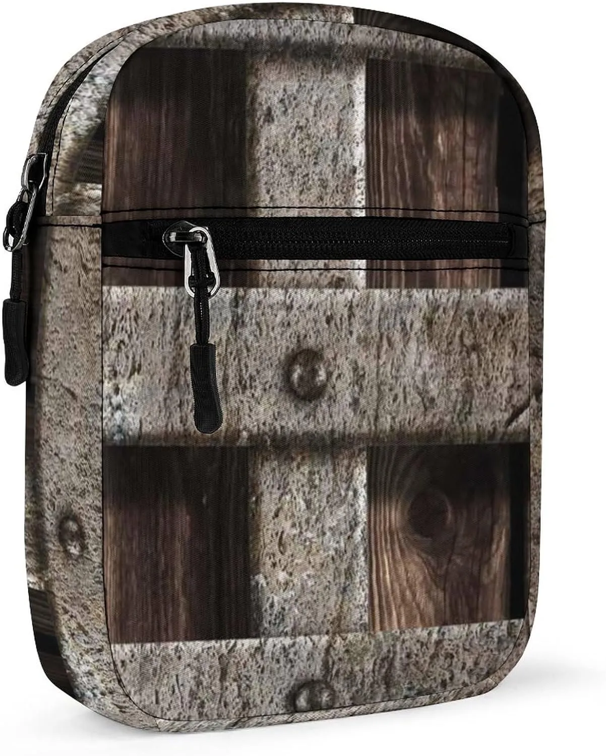 Dark Brown Medieval Castle Wall or Metal Gate Background Adjustable Fanny Waist Pack Pouch, Waterproof Crossbody Runners Bag Wallet for Gym Hiking Fitness Women Men 6.1 x 2.2 x 7.9 inch