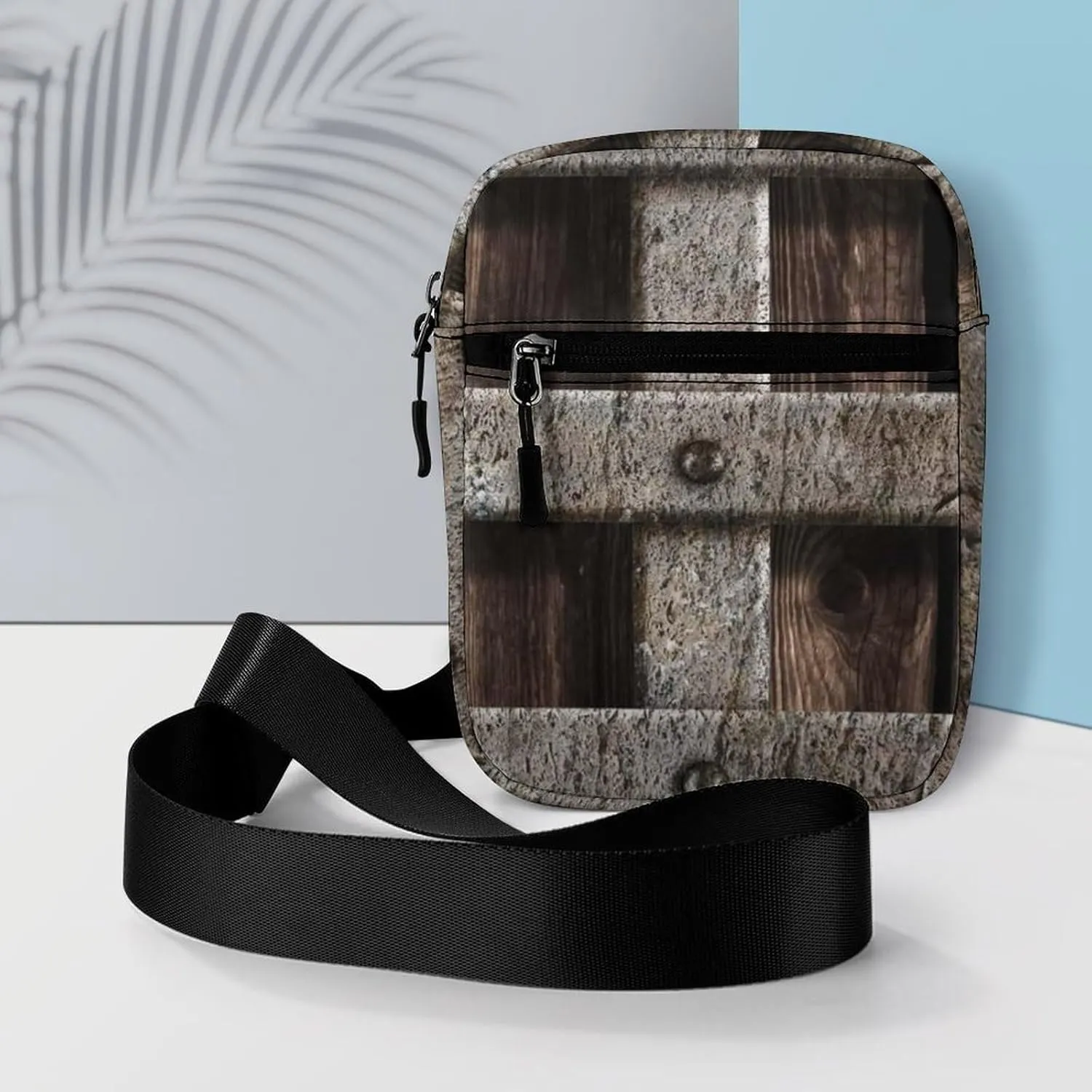 Dark Brown Medieval Castle Wall or Metal Gate Background Adjustable Fanny Waist Pack Pouch, Waterproof Crossbody Runners Bag Wallet for Gym Hiking Fitness Women Men 6.1 x 2.2 x 7.9 inch