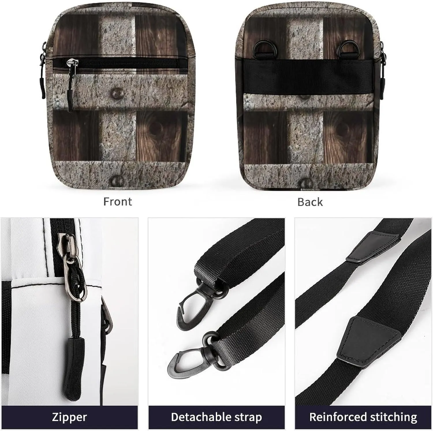 Dark Brown Medieval Castle Wall or Metal Gate Background Adjustable Fanny Waist Pack Pouch, Waterproof Crossbody Runners Bag Wallet for Gym Hiking Fitness Women Men 6.1 x 2.2 x 7.9 inch