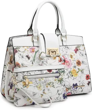 Dasein Handbags for Women Purses Monogram Satchel Purse Large Tote Ladies Handbag Shoulder Bags Top Handle Work Bag 2pcs Set