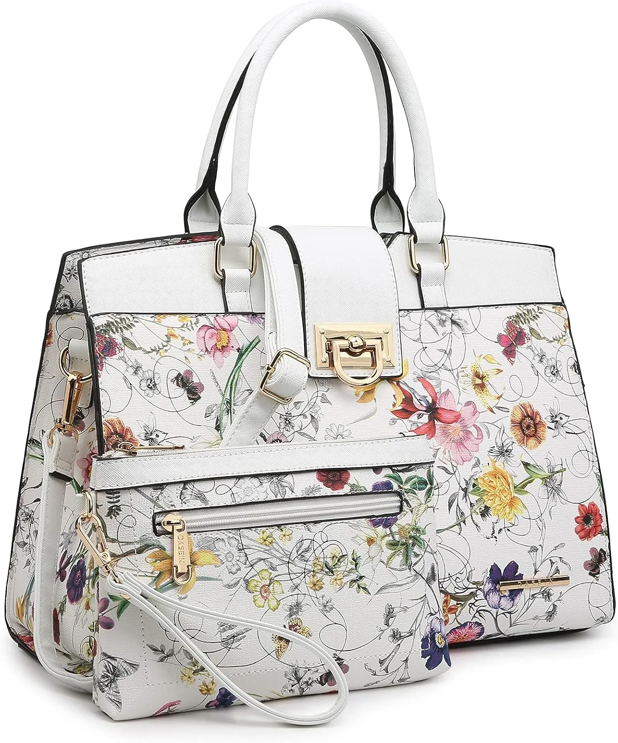 Dasein Handbags for Women Purses Monogram Satchel Purse Large Tote Ladies Handbag Shoulder Bags Top Handle Work Bag 2pcs Set