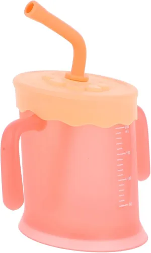 DECHOUS Water Cup Non Spill Cup for Mug Blue Unbreakable Cartoon Handled Sip Two Grip Proof Non Spill Handles Squeezable Pink