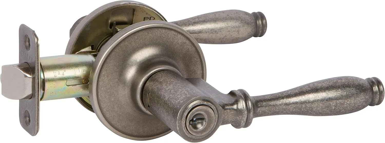Delaney Callan Hardware Silona Dummy Door Handle, Fits Doors 1-3/8 to 1-3/4 in. Thick, Antique Silver Finish – Reversible Handed Decorative Door Lever – Easy to Install Pull Lever with No Latch