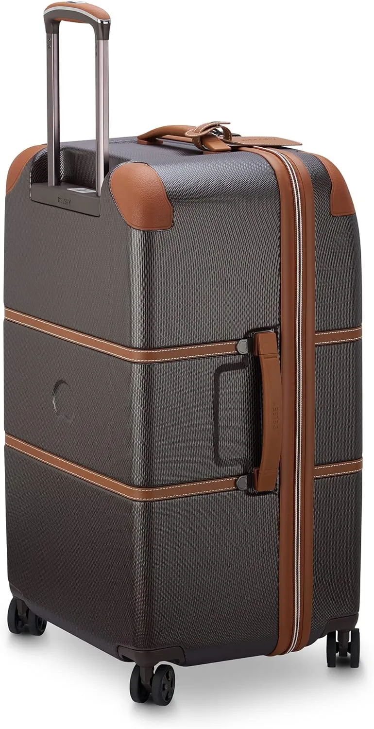 DELSEY PARIS Chatelet Air 2.0 Hardside Luggage Trunk with Spinner Wheels, Chocolate Brown, Checked-26 Inch