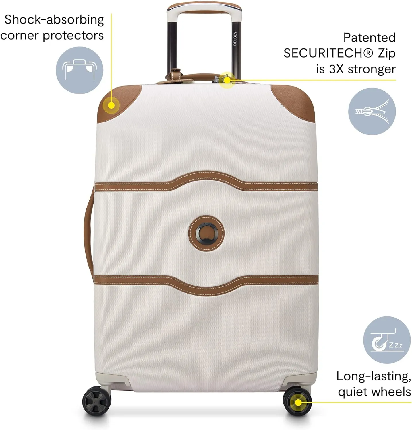 DELSEY PARIS Chatelet Air 2.0 Hardside Luggage Trunk with Spinner Wheels, Chocolate Brown, Checked-26 Inch