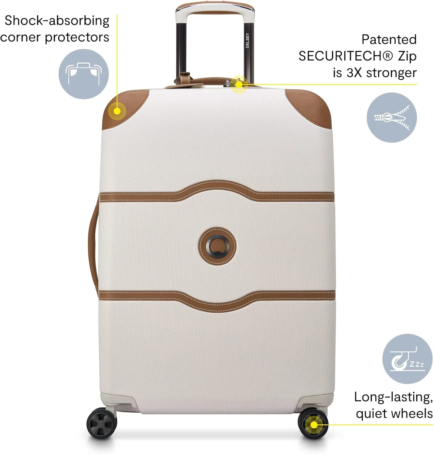 DELSEY PARIS Chatelet Air 2.0 Hardside Luggage Trunk with Spinner Wheels, Navy, Checked-26 Inch Trunk