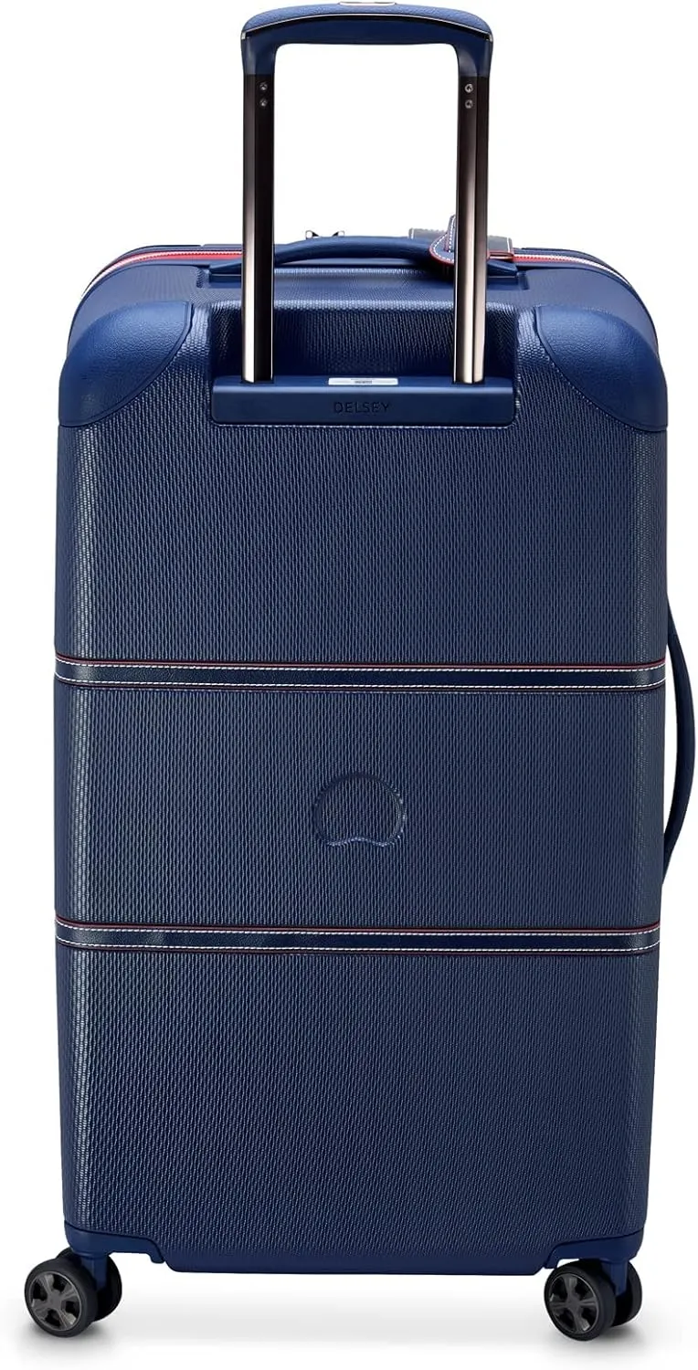 DELSEY PARIS Chatelet Air 2.0 Hardside Luggage Trunk with Spinner Wheels, Navy, Checked-26 Inch Trunk