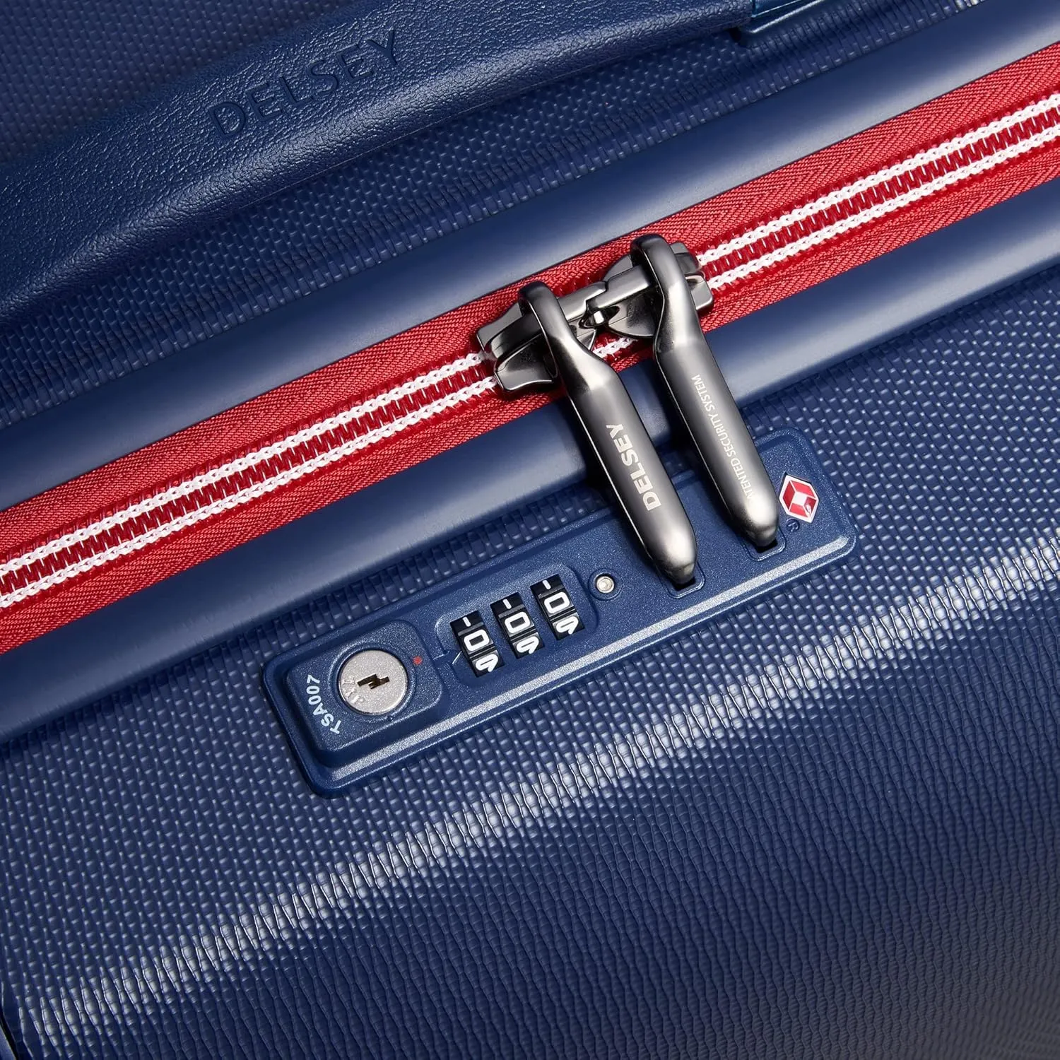 DELSEY PARIS Chatelet Air 2.0 Hardside Luggage Trunk with Spinner Wheels, Navy, Checked-26 Inch Trunk