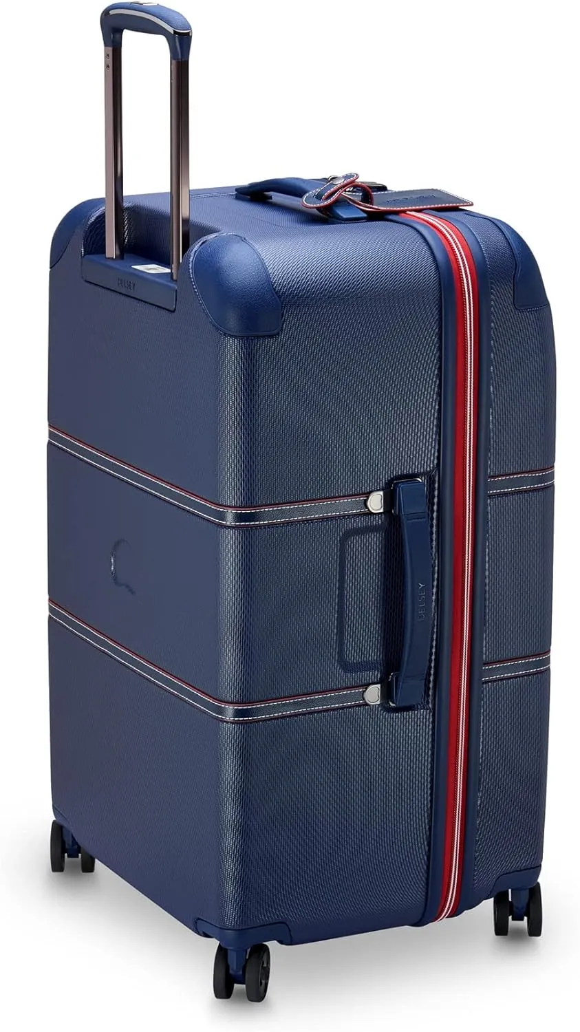 DELSEY PARIS Chatelet Air 2.0 Hardside Luggage Trunk with Spinner Wheels, Navy, Checked-26 Inch Trunk
