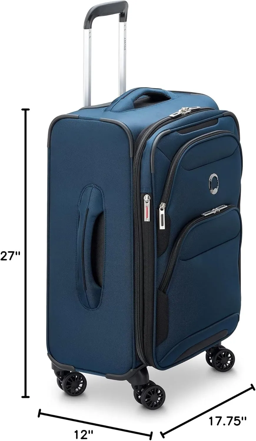 DELSEY PARIS Sky Max 2.0 Softside Expandable Luggage with Spinner Wheels, Blue, 2-Piece Set (21/24)