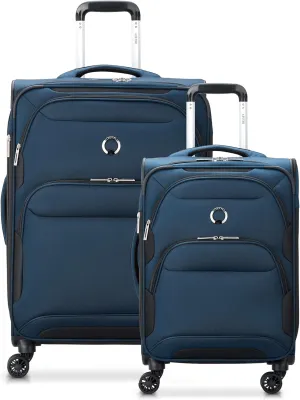 DELSEY PARIS Sky Max 2.0 Softside Expandable Luggage with Spinner Wheels, Blue, 2-Piece Set (21/24)