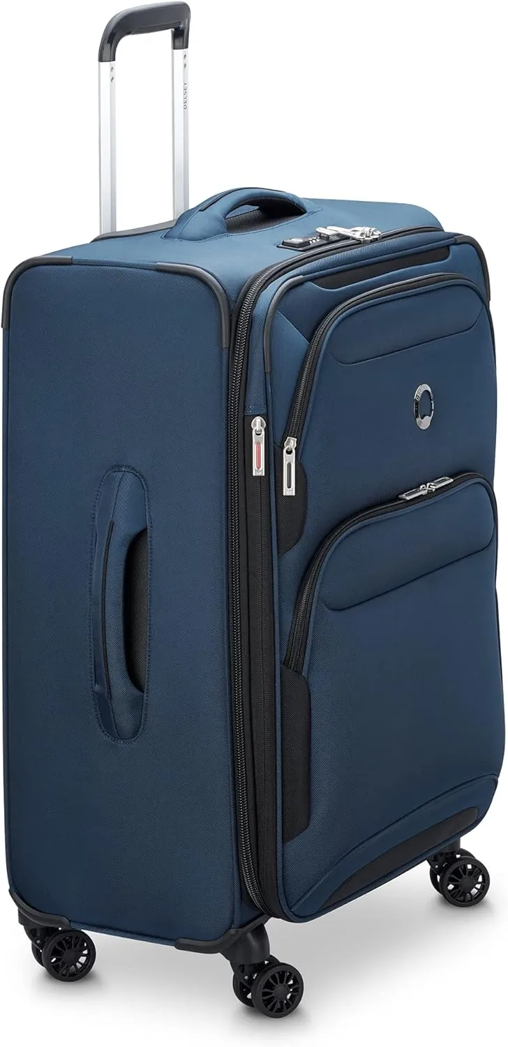 DELSEY PARIS Sky Max 2.0 Softside Expandable Luggage with Spinner Wheels, Blue, 2-Piece Set (21/24)