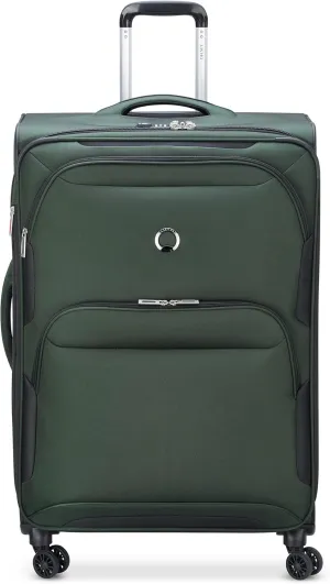 DELSEY PARIS Sky Max 2.0 Softside Expandable Luggage with Spinner Wheels, Green, Checked-Large, 28 Inch