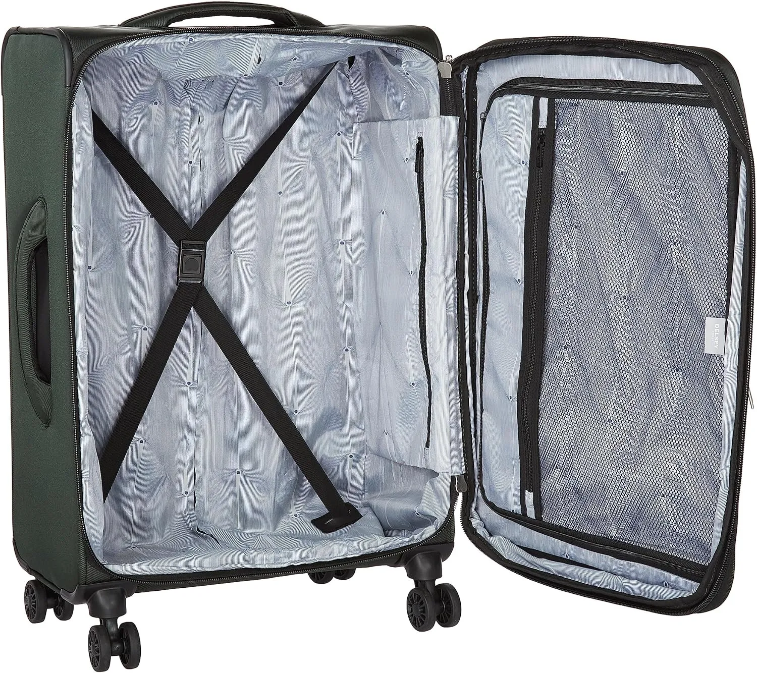 DELSEY PARIS Sky Max 2.0 Softside Expandable Luggage with Spinner Wheels, Green, Checked-Large, 28 Inch