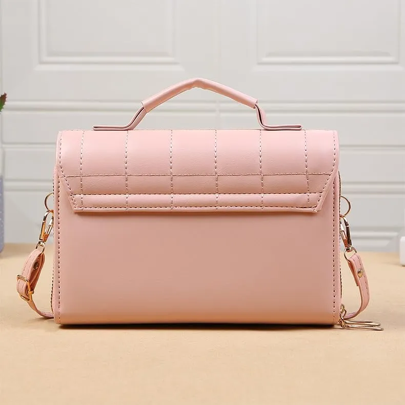 Designer Quilted Shoulder Handbag For Women, Crossbody Bag with Handle, Dual Zipper Compartments with Heart Clasp