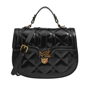 Diamond Pattern Saddle Bag - High-End Fashion Shoulder Handbag