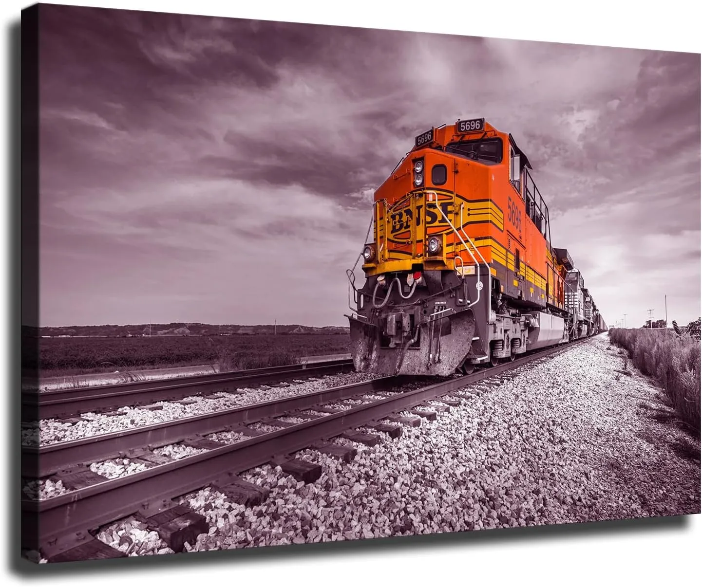 Diesel Train BNSF 5696 Running in The Desert Poster Art Modern Classroom Kitchen Bedroom Room Living Room Office Decor Modern Family Bedroom Decor Posters (24×36inch Unframed)