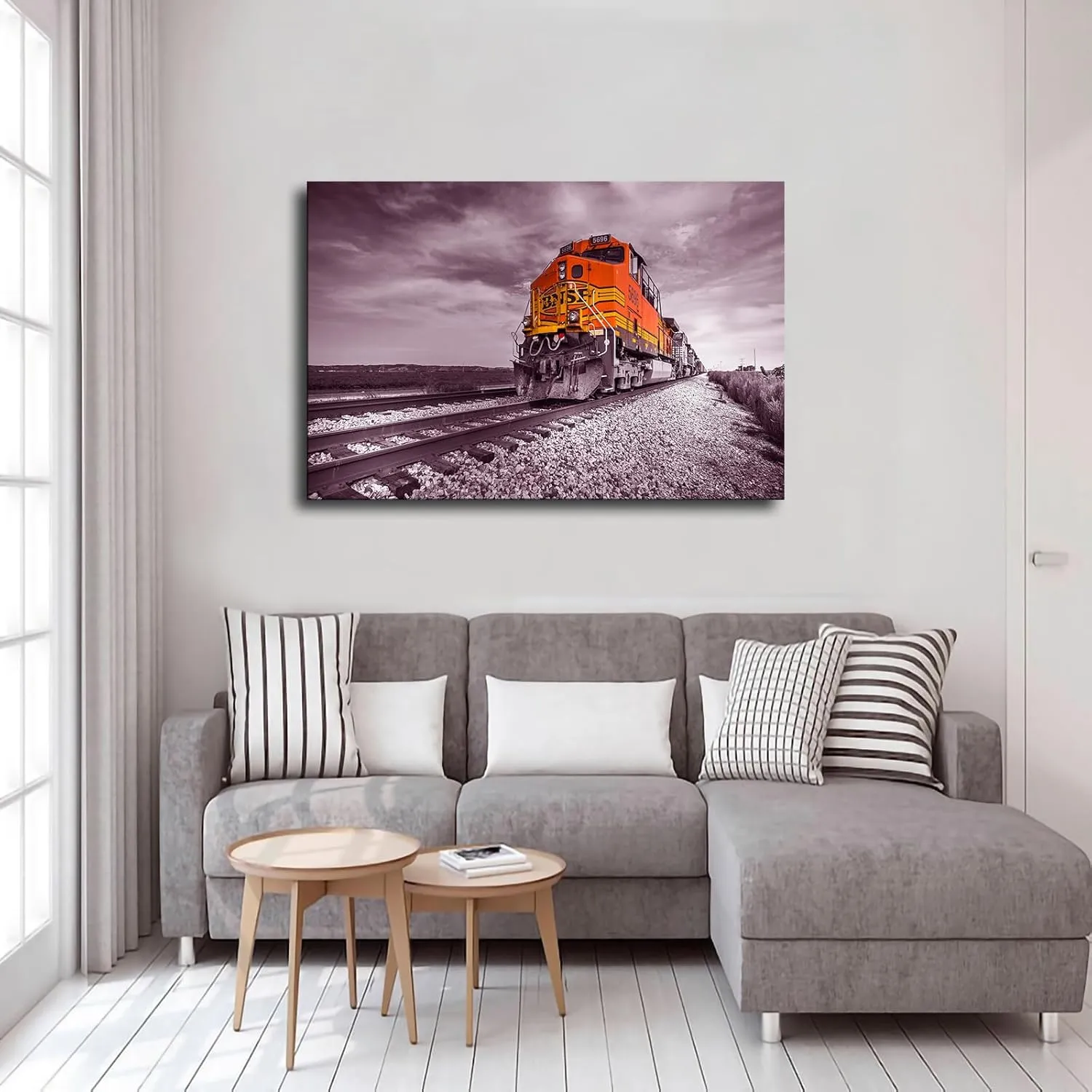 Diesel Train BNSF 5696 Running in The Desert Poster Art Modern Classroom Kitchen Bedroom Room Living Room Office Decor Modern Family Bedroom Decor Posters (24×36inch Unframed)