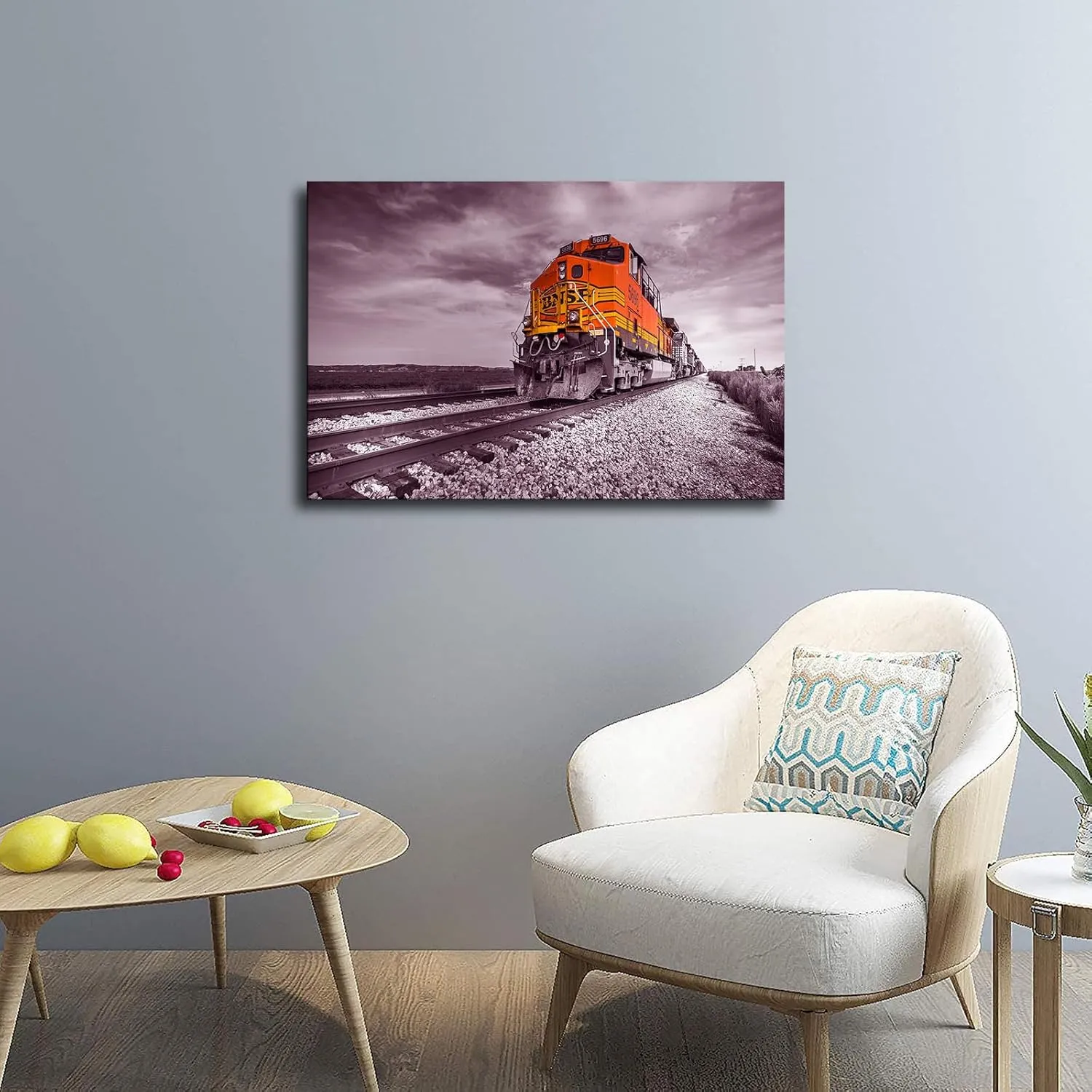 Diesel Train BNSF 5696 Running in The Desert Poster Art Modern Classroom Kitchen Bedroom Room Living Room Office Decor Modern Family Bedroom Decor Posters (24×36inch Unframed)
