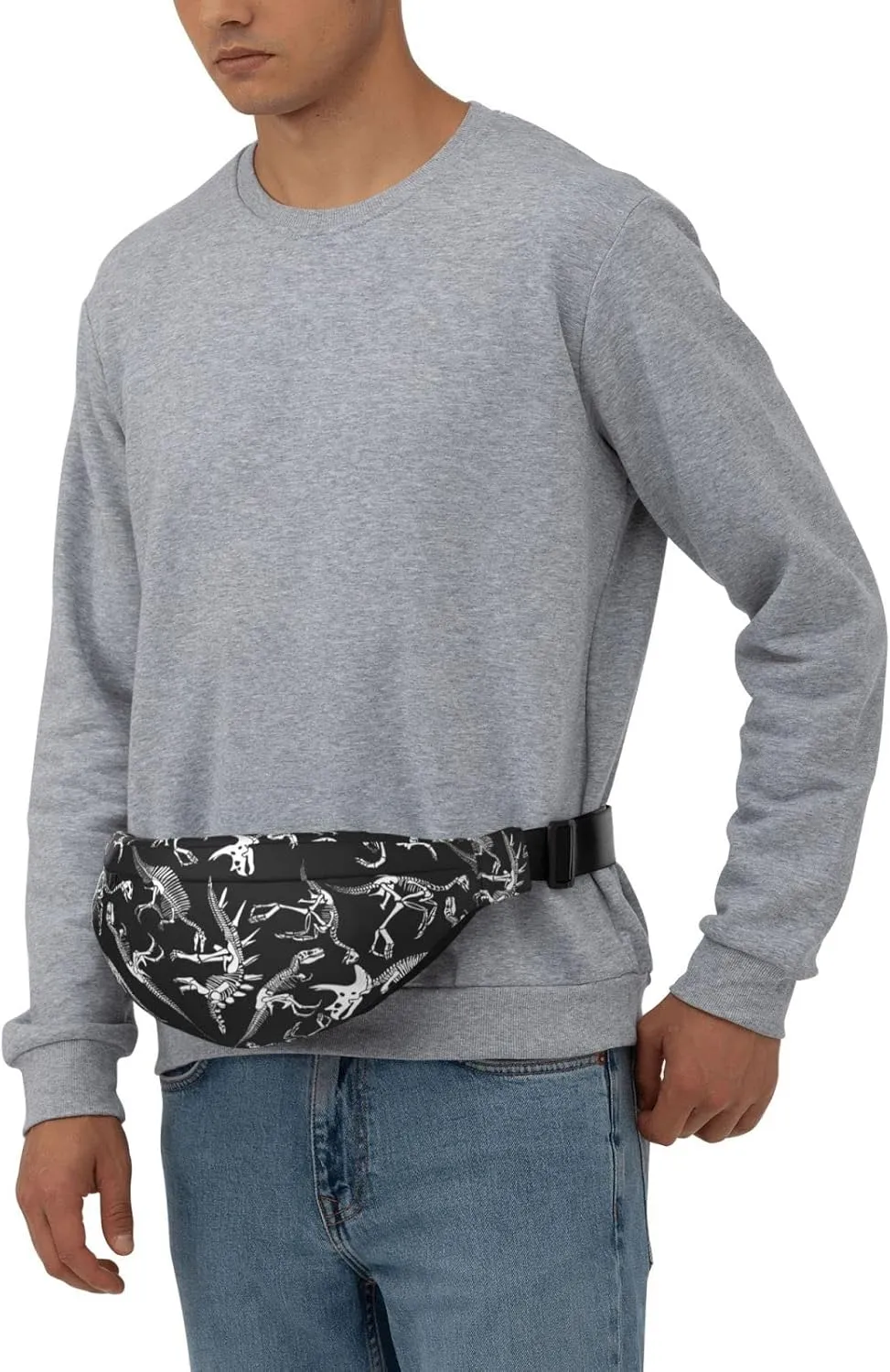 Dinosaur Large Crossbody Fanny Pack Belt Bag With 3 Zipper Pockets, Gifts For Sports Festival Workout Traveling Running Casual Hands Free Waist Pack Wallets Phone Bag