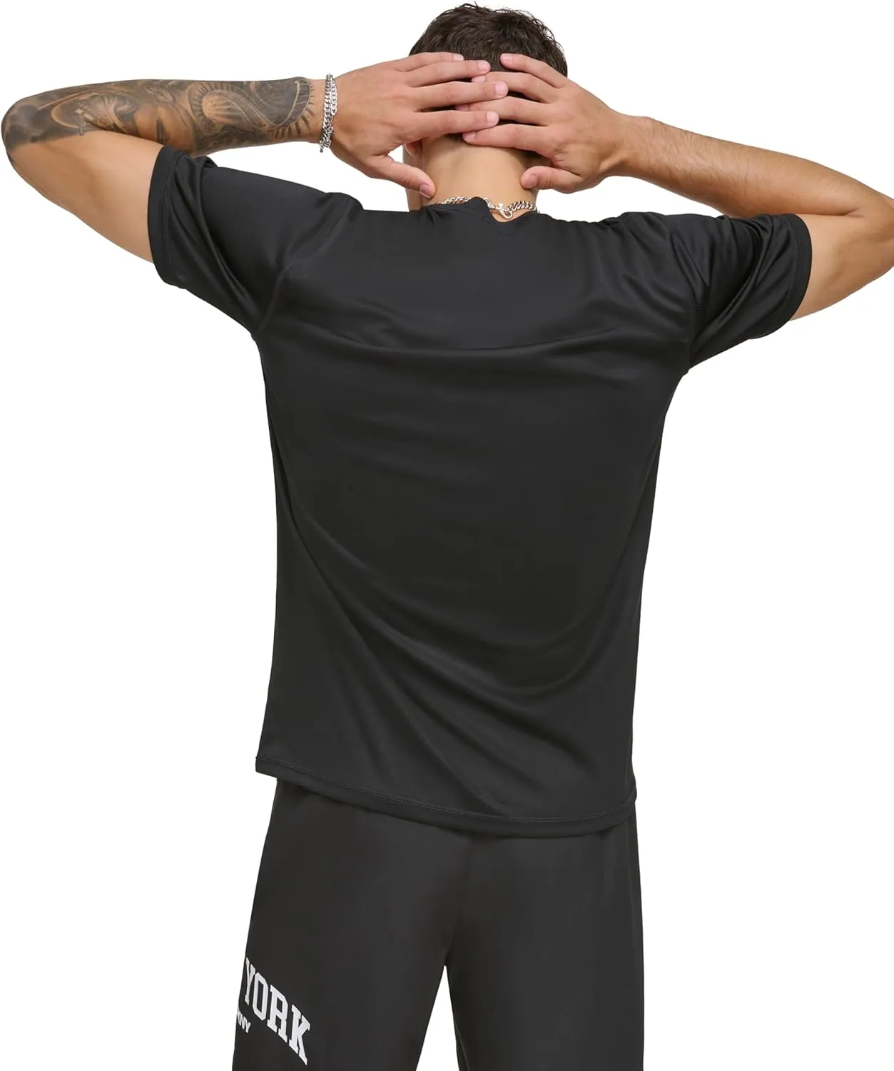 DKNY Men's Short Sleeve Quick Dry 40  Protection UPF Active Top