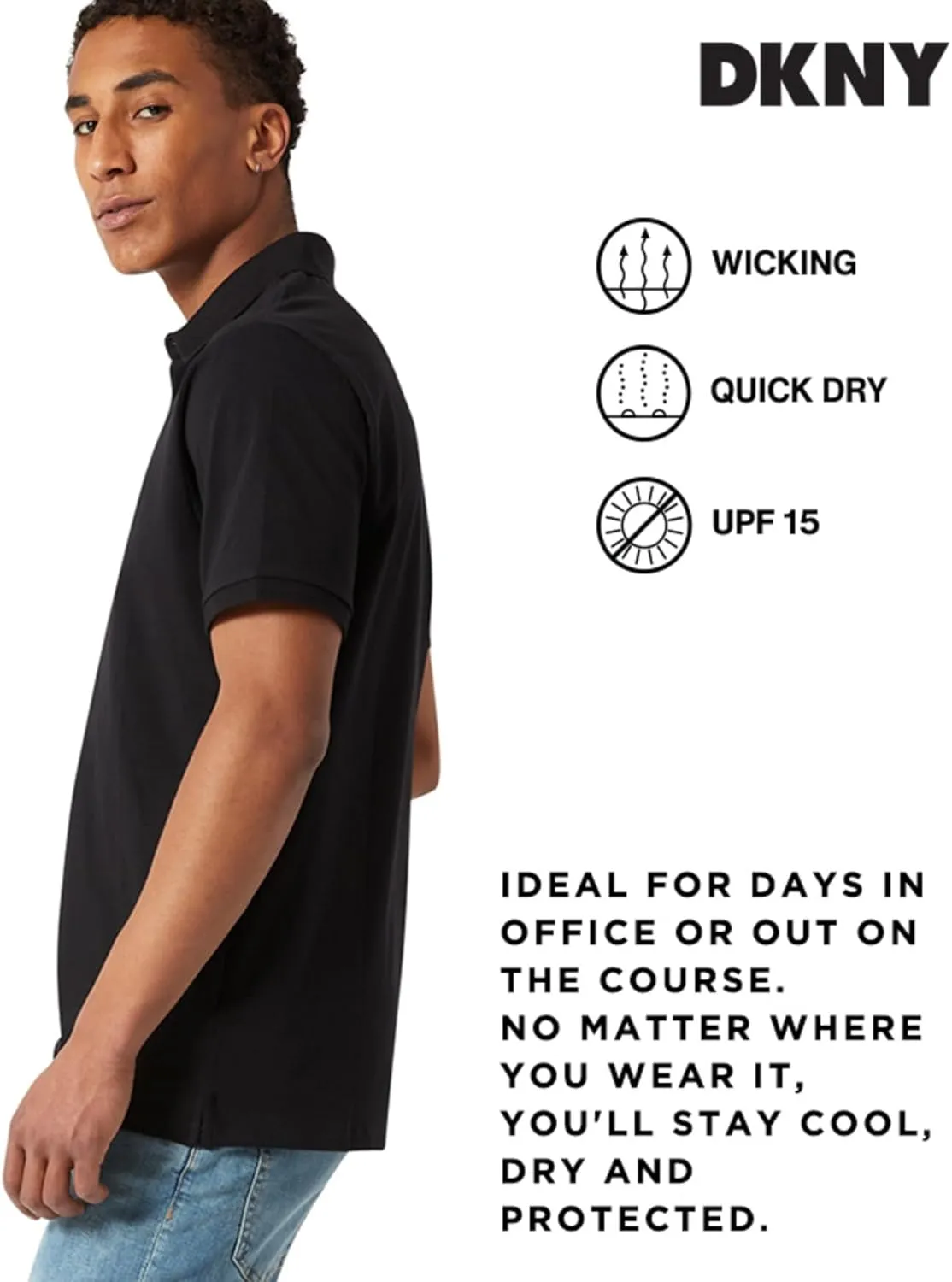 DKNY Polo Shirts for Men - Soft Stretch Casual Cotton Mens Polo Shirts | Modern Fit Short Sleeve Mens Polos