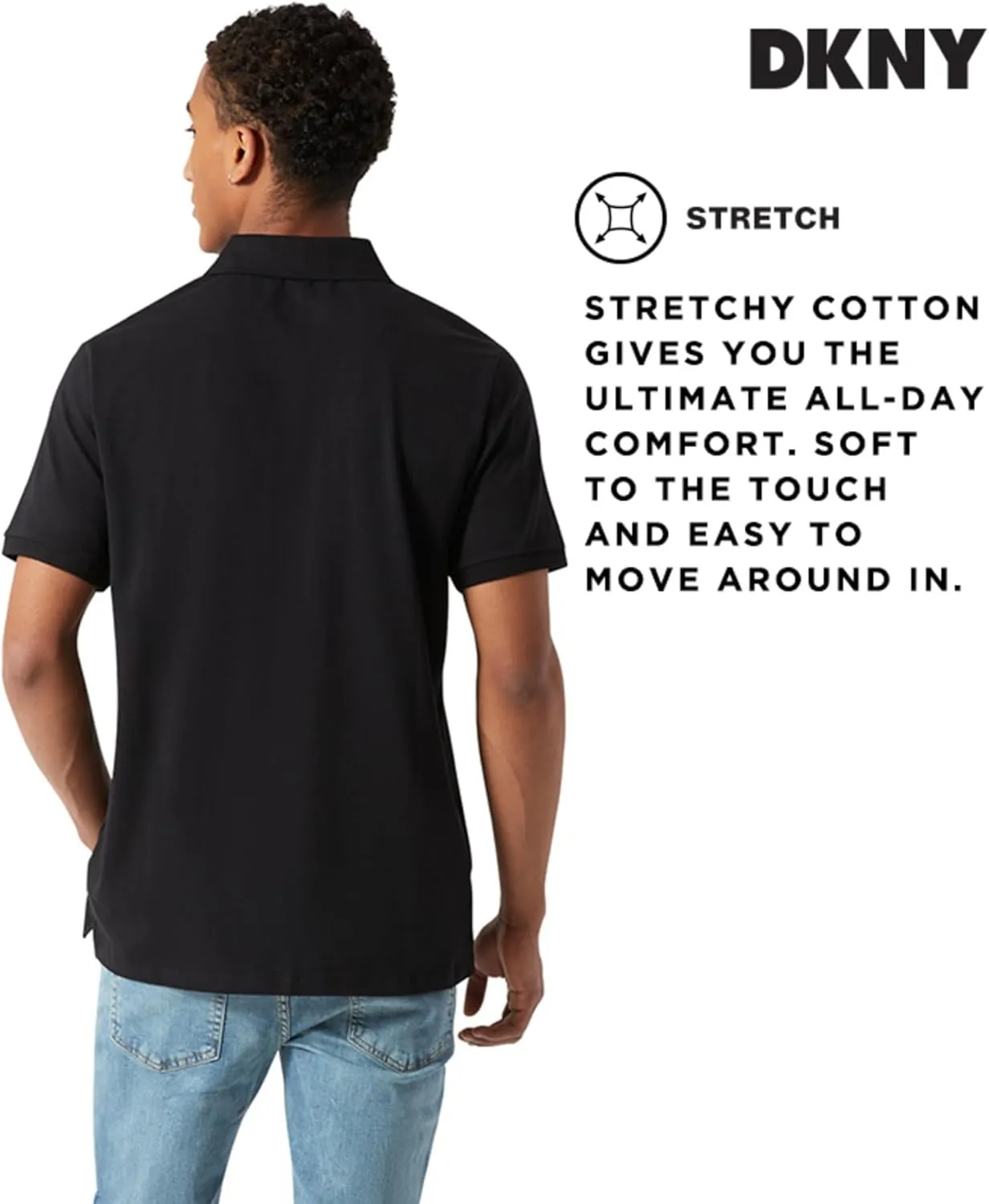 DKNY Polo Shirts for Men - Soft Stretch Casual Cotton Mens Polo Shirts | Modern Fit Short Sleeve Mens Polos