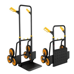 DNA MOTORING 2 in 1 Heavy Duty Stair Climbing Trolley Dolly, 330lbs Capacity Stair Climber Hand Truck, 6 Wheels Stair Dolly, w/Telescopic Handle, TOOLS-00755