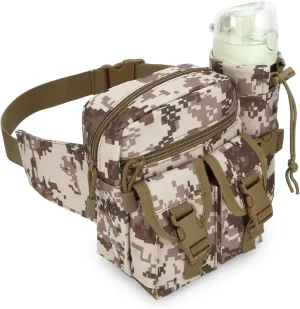 DOB SECHS Hiking Waist Bag with Detachable Water Bottle Holder and Adjustable Waist Belt Oxford Fanny Pack for Men Women Causal Belt Bag for Travel Outdoor Fishing Running Hiking Hunting,Camouflage-C