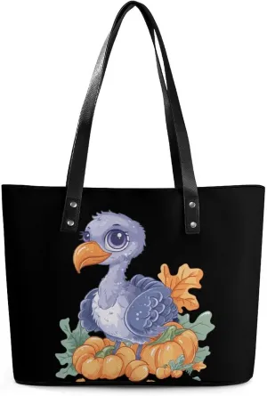 Dodo Bird Halloween Women's Tote Shoulder Bag Handbag Top Handle Leather 29 * 34 * 14cm