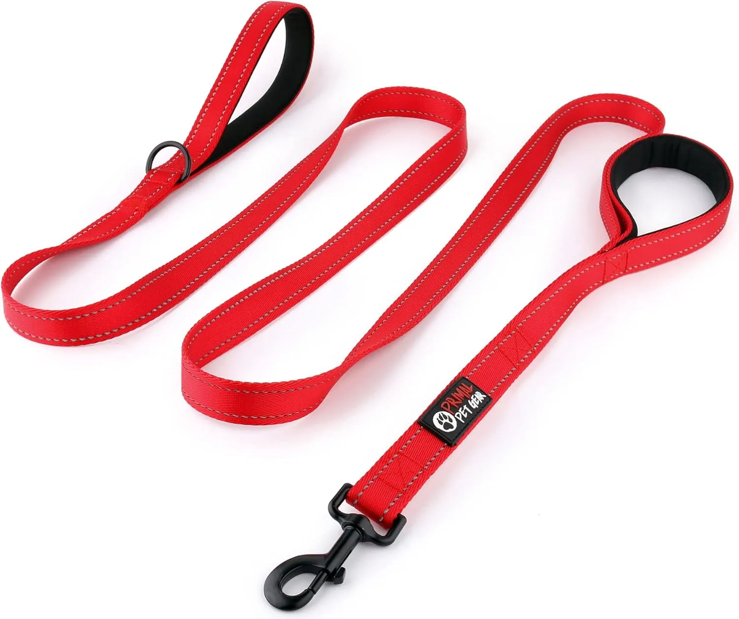 Dog Leash 8ft Long - RED - Traffic Padded Two Handle - Heavy Duty - Double Handles Lead for Control Safety Training - Leashes for Large Dogs or Medium Dogs - Dual Handles Leads