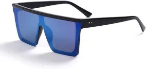 Dollger Square Oversized Sunglasses for Women Men Fashion Flat Top Big Black Frame Shades