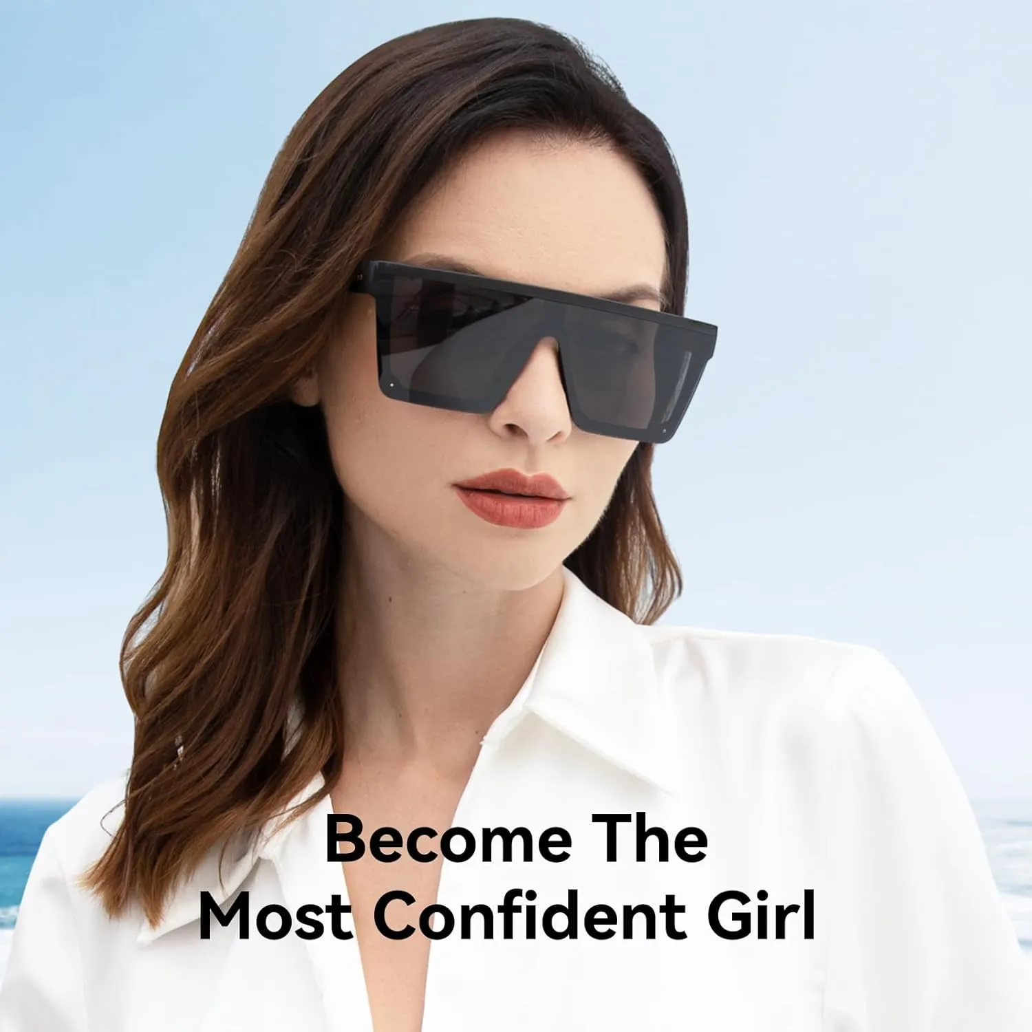 Dollger Square Oversized Sunglasses for Women Men Fashion Flat Top Big Black Frame Shades