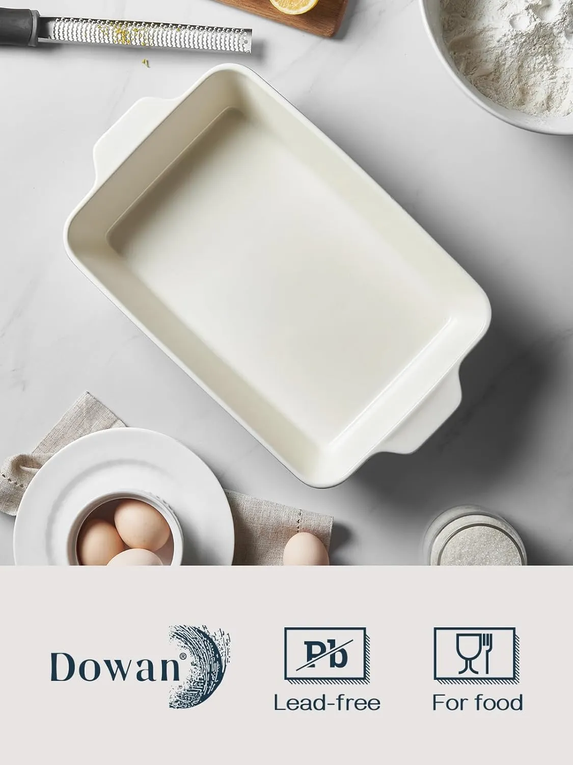 DOWAN 9x13-inch Baking Dish, Deep Casserole Dishes for Oven, Lasagna Pan Deep,135 oz Ceramic Baking Pan with Handles, Oven Safe for Baking, Home Decor Gift, Blue