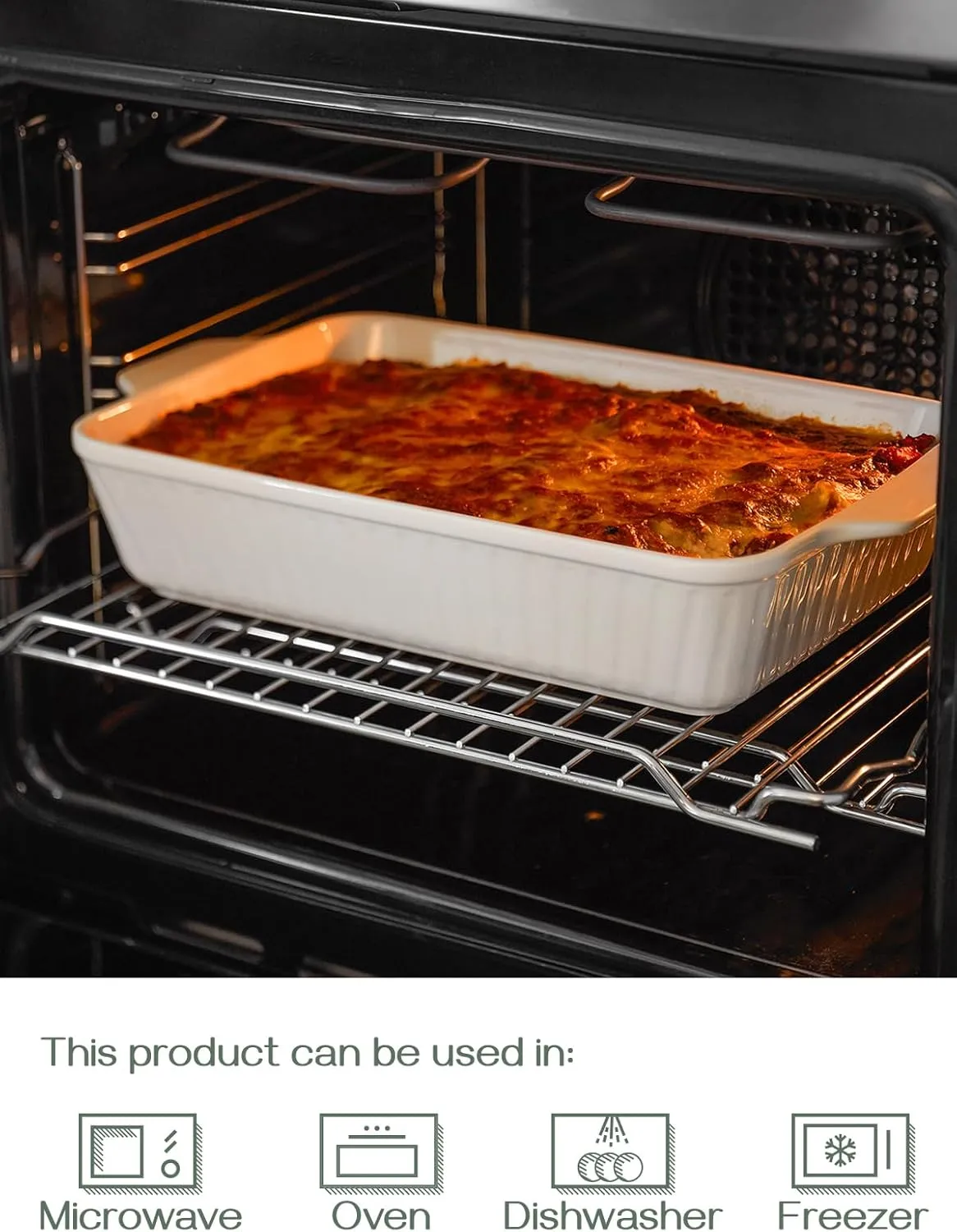 DOWAN Casserole Dish, 9x13 Ceramic Baking Dish, Large Lasagna Pan Deep for Oven, 4.2 Quarts Baking Pan with Handles, Oven Safe and Durable Bakeware for Lasagna, Home Decor, Wedding Gift, White