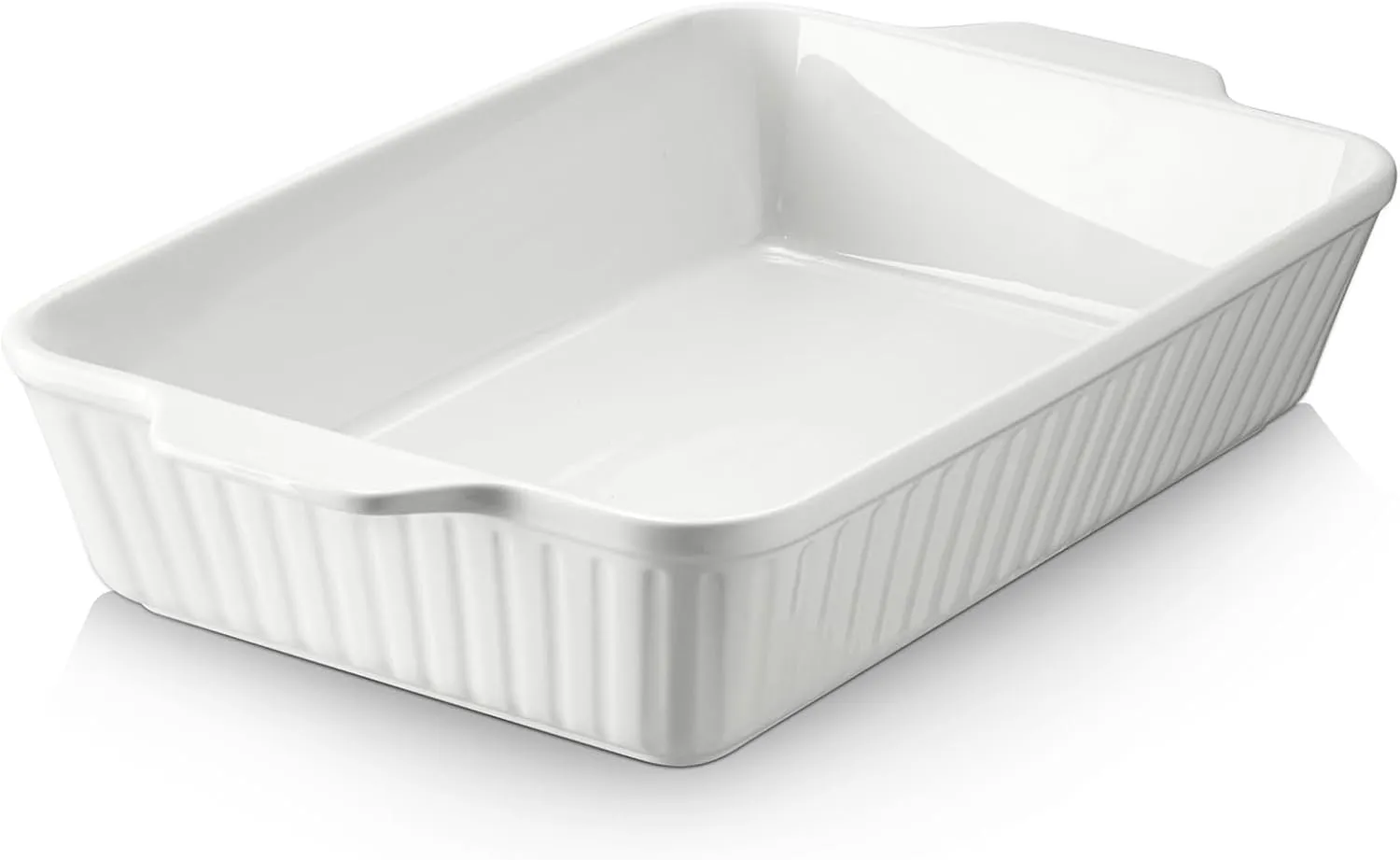 DOWAN Casserole Dish, 9x13 Ceramic Baking Dish, Large Lasagna Pan Deep for Oven, 4.2 Quarts Baking Pan with Handles, Oven Safe and Durable Bakeware for Lasagna, Home Decor, Wedding Gift, White