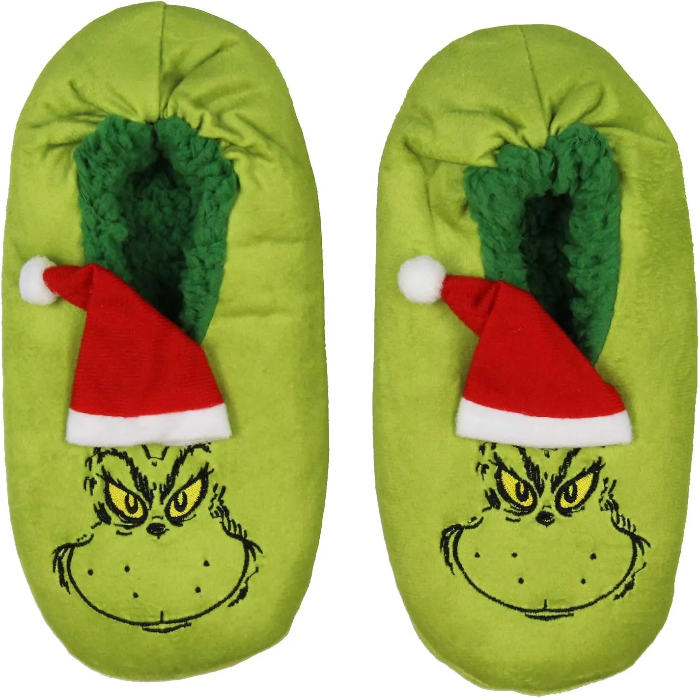 Dr. Seuss GRINCH That Stole Christmas Slippers Santa Grinch Slipper Socks with No-Slip Sole For Women Men