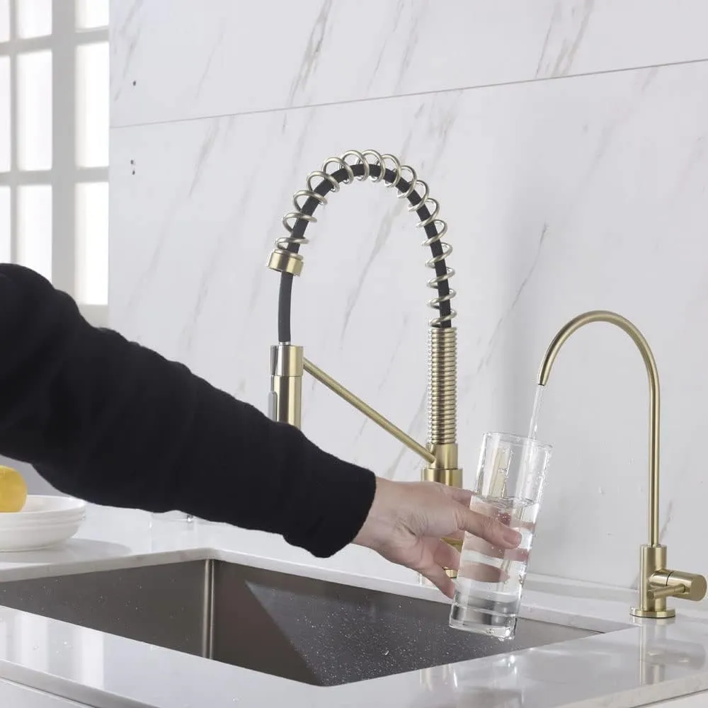 Drinking Water Faucet, Kitchen Beverage Faucet in 304 Stainless Steel, Non-Air-Gap Pure Water Filter Faucet for Sink, Fit for Reverse Osmosis Water Purify System