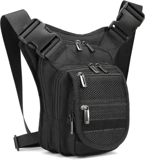Drop Leg Bag Backpack Thigh Packs for Riding Motorcycle Walking Cycling Vacation Man Women (Black)
