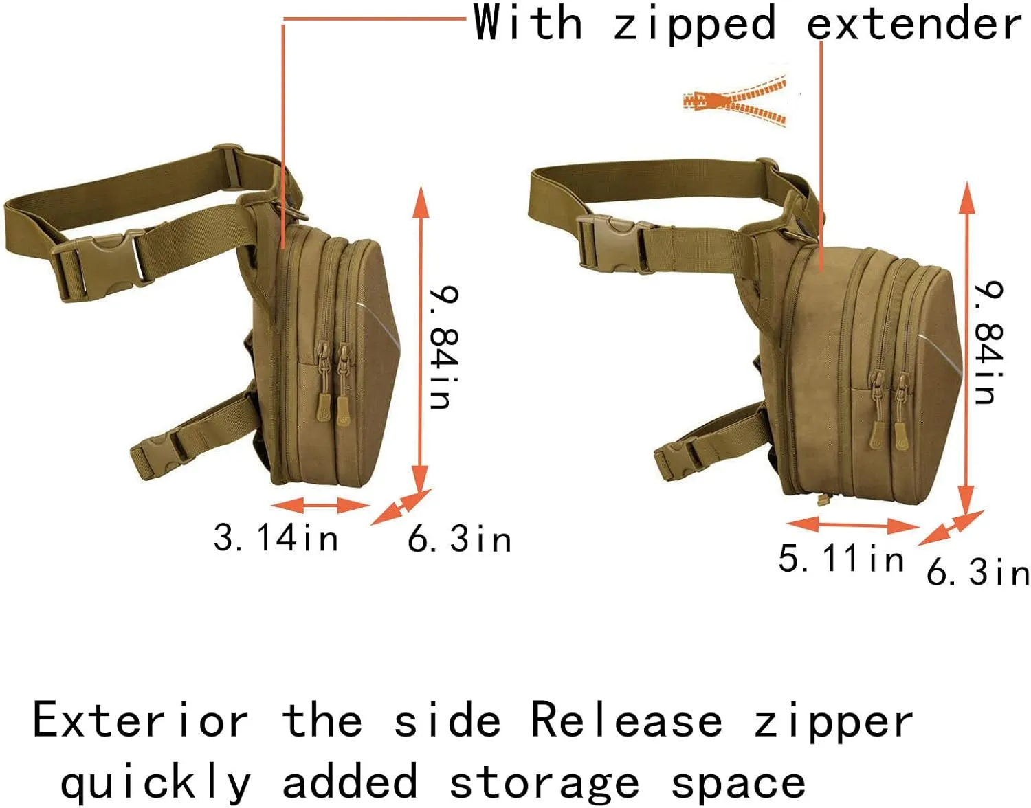 Drop Leg Bag Hard Shell Reflective Stripe Waist Pack Expandable Thigh Pack Hip Bag Crossbody Bag Outdoor Travel Sports Hiking Riding Thigh Pouch for Men Women (BKCP)