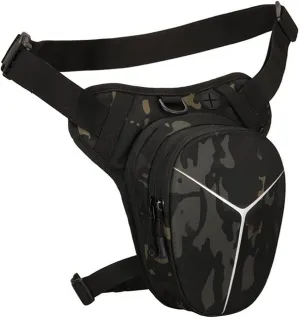 Drop Leg Bag Hard Shell Reflective Stripe Waist Pack Expandable Thigh Pack Hip Bag Crossbody Bag Outdoor Travel Sports Hiking Riding Thigh Pouch for Men Women (BKCP)