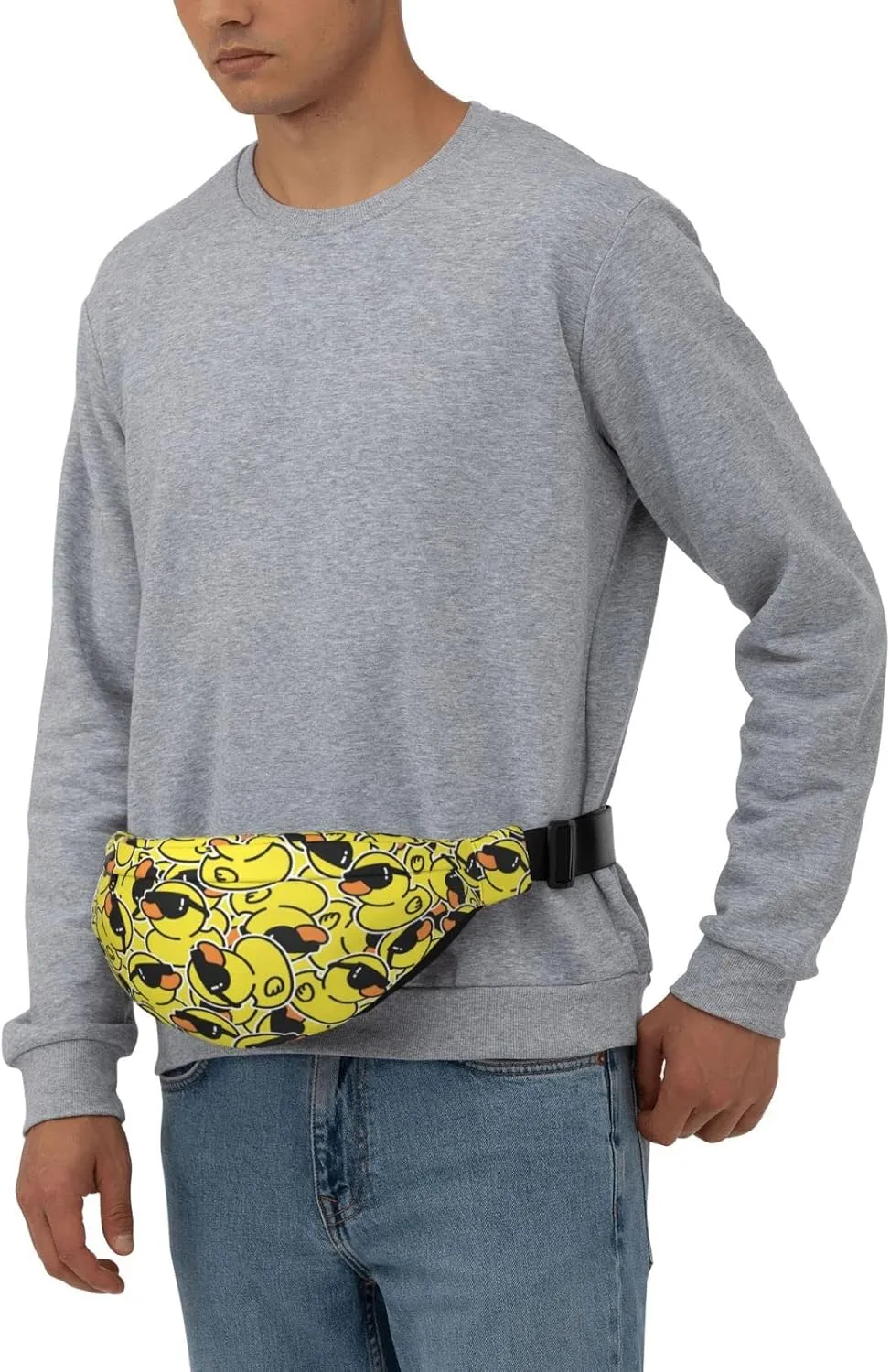 Duck Large Crossbody Fanny Pack Belt Bag With 3 Zipper Pockets, Gifts For Sports Festival Workout Traveling Running Casual Hands Free Waist Pack Wallets Phone Bag