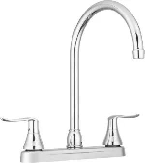 Dura Faucet DF-PK330HLH-CP RV Elegant J-Spout Swivel Kitchen Sink Faucet - Two Handle (Chrome)