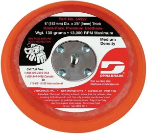 Dynabrade (54327) 6" (152 mm) Diameter Hook-Face Non-Vacuum Sanding Disc Pad, Short Nap, Teal | 3/8" (10 mm) Thick Urethane Medium Density, Swirl-Free Finish, 5/16"-24 Male Thread