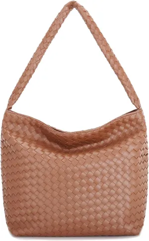 E Woven Shoulder Bag for Women Large Tote Hobo Bag Top Handle Handbag