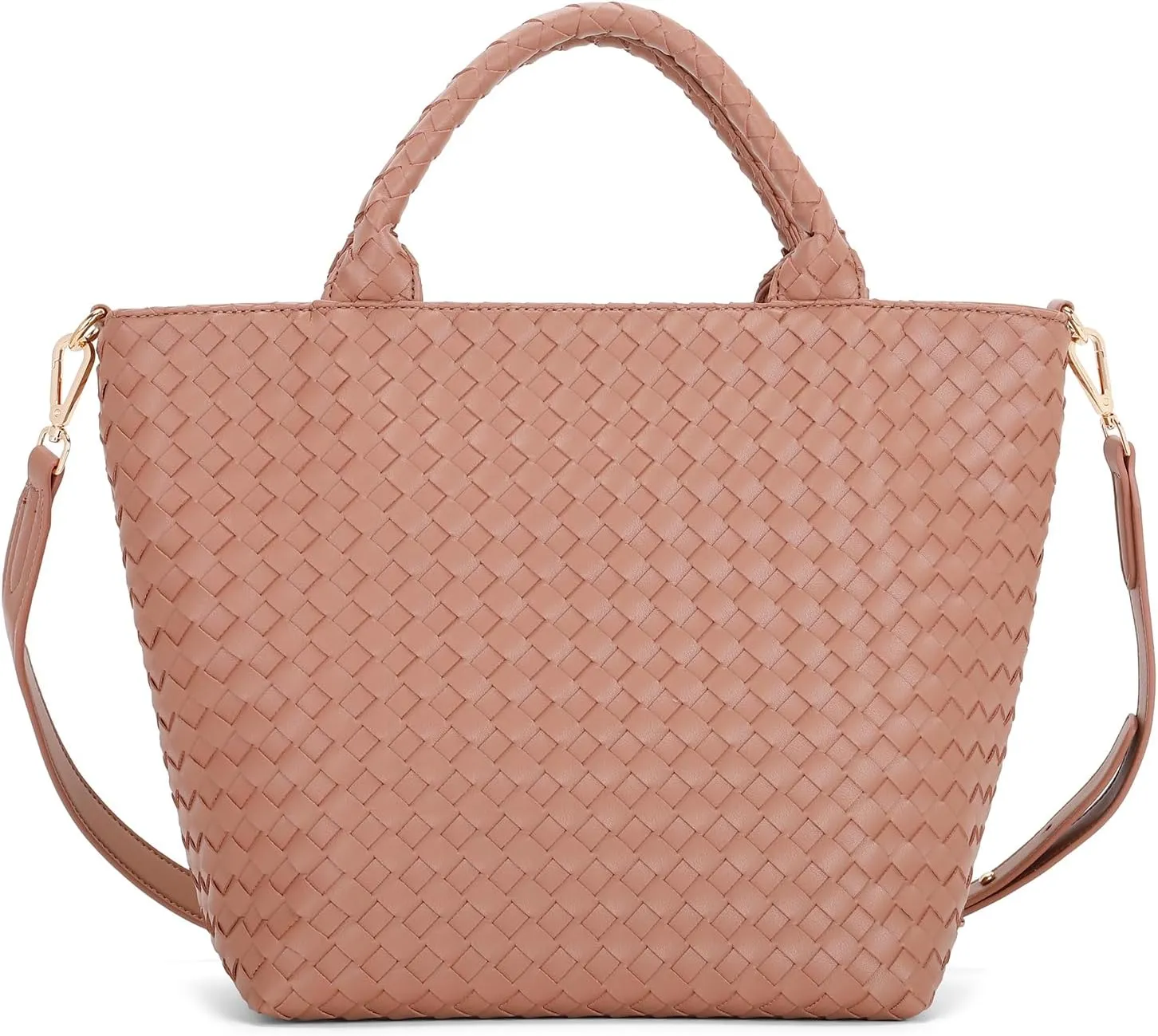 E Woven Tote Bag for Women Stylish Top Handle Handbag with Adjustable Shoulder Strap